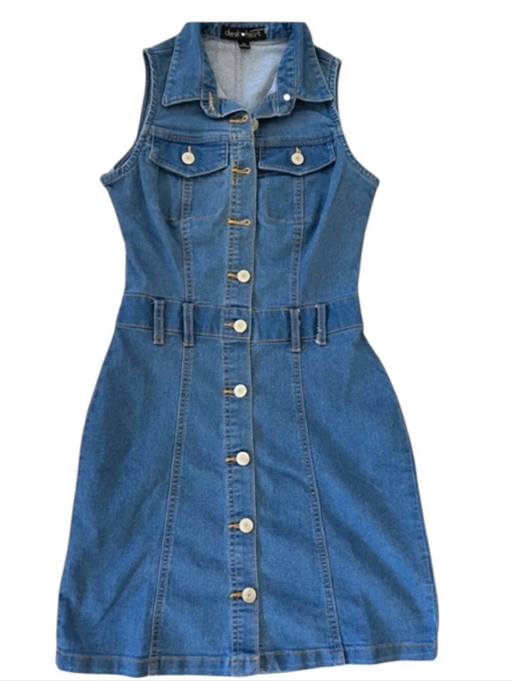 Derek Heart Blue Denim Button-Front Mini Dress